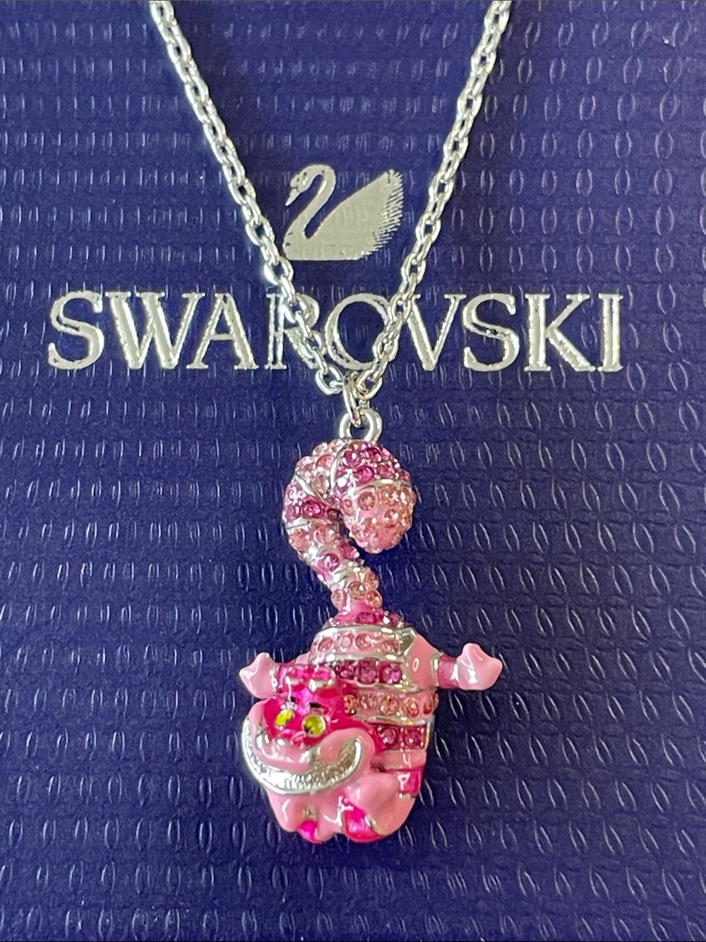 Swarovski Disney Alice in Wonderland Cheshire Cat Pink Necklace 5682809